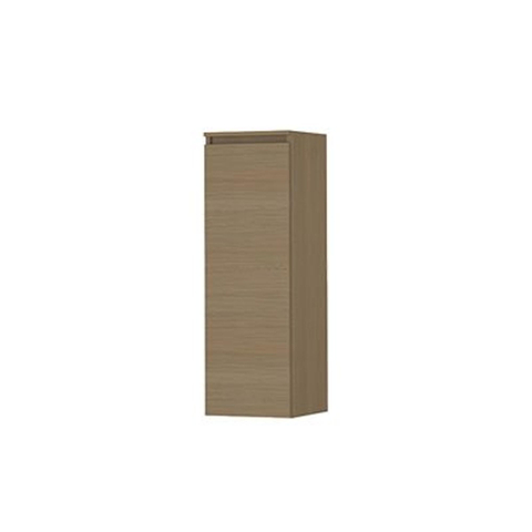 INK Badkamerkast - 35x37x106cm - 1 deur - greeploos - houten keerlijst - 2 glazen planchettes - olijf eiken SW1238870