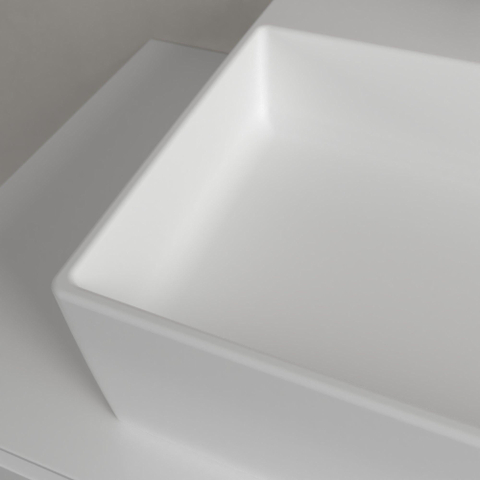 Villeroy & Boch memento 2.0 opzetwastafel - 60x42cm - met 1 kraangat - met overloop CeramicPlus - Stone White (mat wit) SW209587