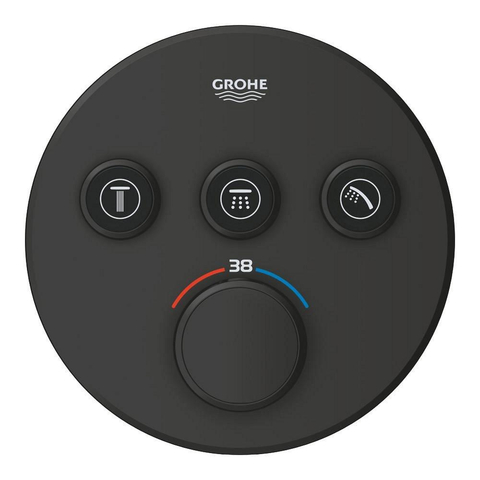 GROHE Grohtherm SmartControl afbouwdeel - rond - thermostatisch - 3 functies - mat zwart SW1477590
