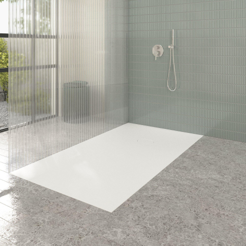 Villeroy & Boch Ecora douchebak - 180x100x4.5cm - afvoer korte zijde - stone white (wit) SW1558890
