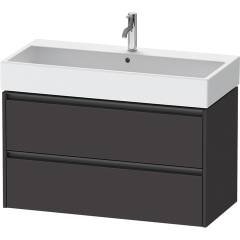 Duravit Ketho.2 Wastafelonderbouwkast - met 2 laden - 98.4x46x54.9cm - met grepen antraciet - grafiet supermat SW772353