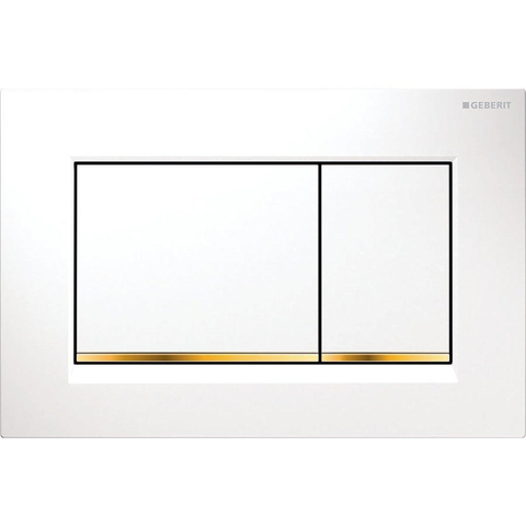 Geberit Sigma20 bedieningsplaat - 2-toets spoeling - rechthoekige knoppen - wit goud SW61799