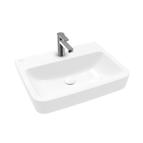 Villeroy & Boch O.novo wastafel - 60x46cm - met kraangat - zonder overloop CeramicPlus - geslepen - White Alpine (glans wit) SW448444