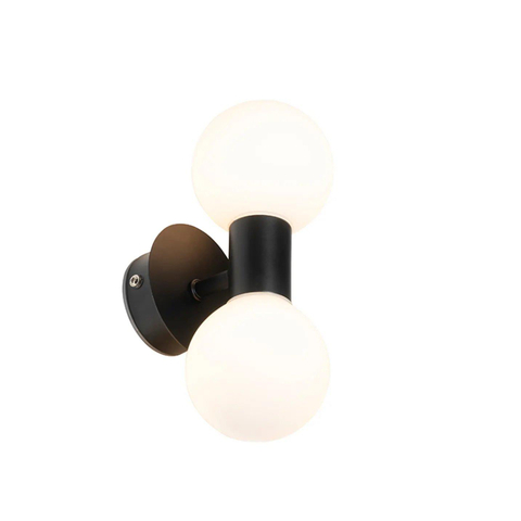 QAZQA Cederic wandlamp 8x20.4x11.3cm - 2 lichts - horizontaal/verticaal - IP44 - mat zwart SW1187220
