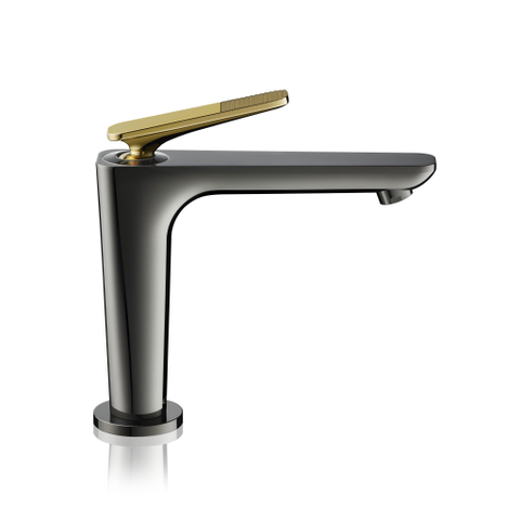 Hansgrohe Axor Citterio C 1-gats wastafelkraan 125 coolstart m. afvoerplug m. cubic cutvoorsprong 13.5cm - polished gold optic SW1152010