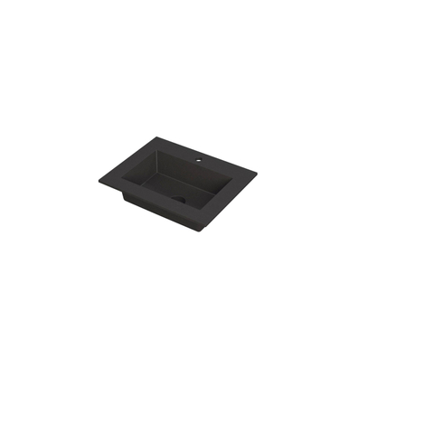 INK Kraft wastafel - 60x45x1cm - 1 wasbak - 1 kraangat - Quartz zwart SW439633