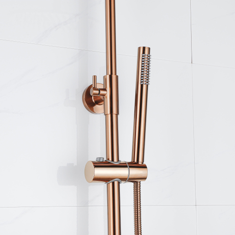 Fortifura Calvi opbouw regendoucheset – Ø25 cm hoofddouche – 1-stands staafhanddouche – koper geborsteld SW970040