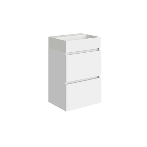 Xellanz Mini meuble bas avec 2 tiroirs 45 cm blanc brillant et lavabo céramique blanc brillant SW916915