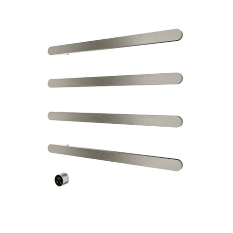 Hotbath &MORE Handdoekradiator - 80x76cm - soft square - 4 stangen - horizontaal - met schakelaar - geborsteld nikkel (RVS) SW1245825