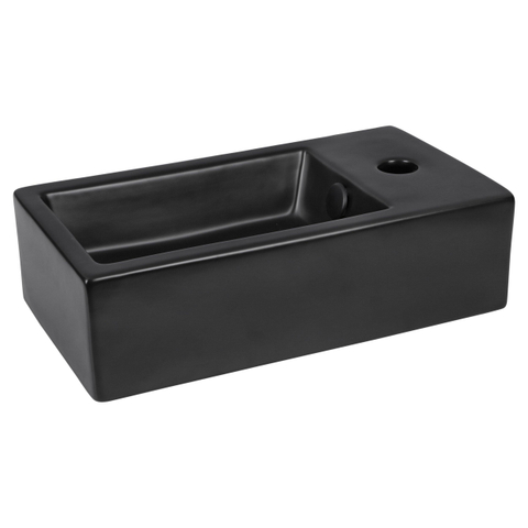 Differnz Hura lave-mains - 40x22x11.5cm - céramique - 1 trou robinet - sans bonde - noir SW1236897