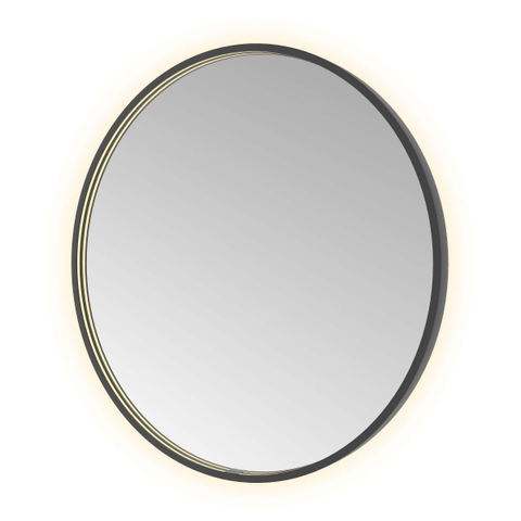 Hotbath &MORE Miroir Round éclairage LED direct et indirect chauffage de miroir dimmable avec télécommande Noir brossé PVD SW1245874