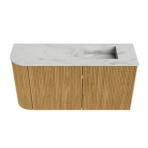 Mondiaz JOYA-DLUX 81.6cm toiletmeubel - ronding links kleur Oak - Wastafel FAYE positie Rechts 1 kraangat kleur Opalo. SW1422151