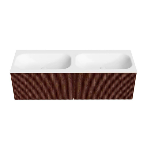 Mondiaz KURVE Badkamermeubelset - 140x46x40cm - 2 lade - wastafel solid surface - dubbel - zonder kraangat - Ruby SW1415324