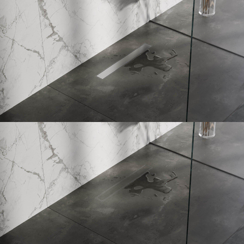 Grille de pose de carreaux Brauer - 50x7x6.8cm - flasque de sol - réversible - inox SW17966