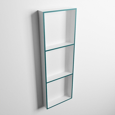 Mondiaz Easy nis 29.5x89.5x8cm voor Inbouw/opbouw 3 open vakken Solid surface Talc/Smag SW643872