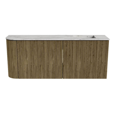 Mondiaz JOYA-DLUX Meuble de salle de bains - 101,6 cm - arrondi gauche couleur Dusk - Vasque FAYE position droite 1 trou de robinet couleur Glace. SW1423170