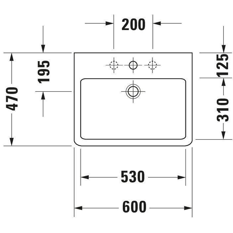 Duravit Vero Wastafel - 60x47cm - met 1 kraangat - met overloop - wit 0290091
