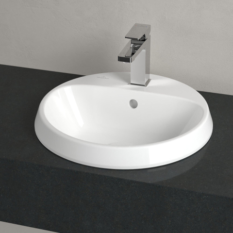 Villeroy & Boch Architectura inbouwwastafel - 45x45x17cm Rond - 1 kraangat - zonder overloopgat Ceramic - White Alpine (glans wit) SW762353