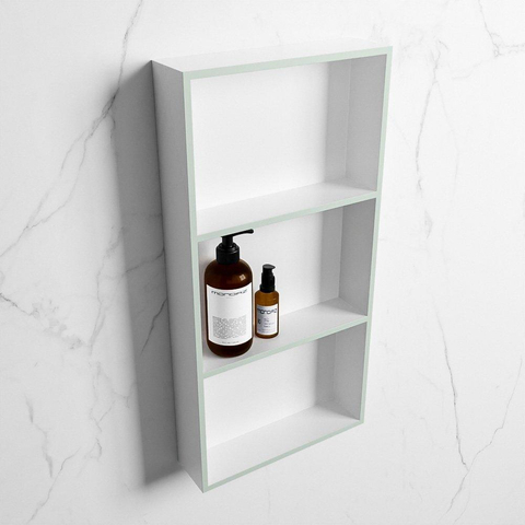 Mondiaz Easy nis 29.5x59.5x8cm voor Inbouw/opbouw 3 open vakken Solid surface Talc/Greey SW643781