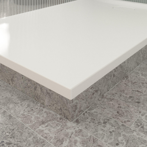 Villeroy & Boch Ecora douchebak - 140x90x3.5cm - afvoer korte zijde - stone white (wit) SW1558909
