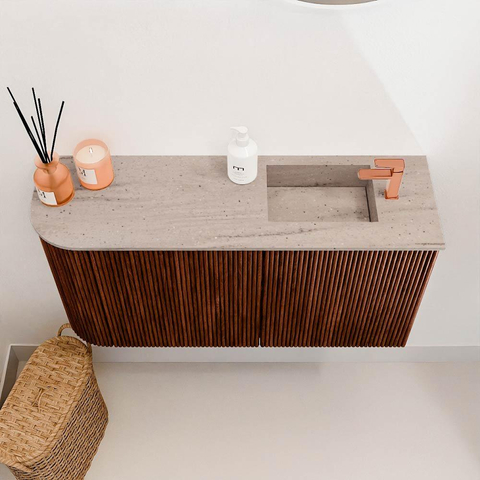 Mondiaz JOYA-DLUX 81.6cm toiletmeubel - ronding links kleur Ruby - Wastafel FAYE positie Rechts 1 kraangat kleur Saba. SW1425614