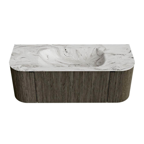Mondiaz KURVE-DLUX Ensemble de meuble de salle de bains - 120x46x40cm - 1 tiroir - 2 portes - lavabo solid surface - centre - sans trou de robinet - Shadow SW1414525