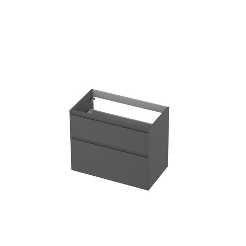 INK Wastafelonderkast - 80x45x65cm - 2 lades - greeploos - MDF lak - Mat grijs SW693276