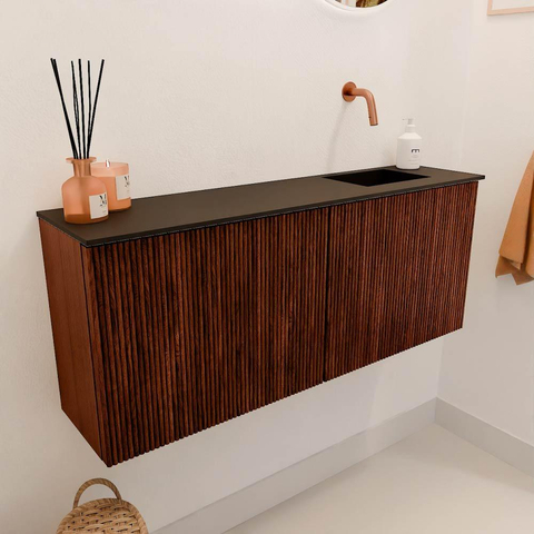 Mondiaz JOYA 100cm toiletmeubel - kleur Ruby - Wastafel FAYE positie Rechts Zonder kraangat kleur Urban. SW1421825