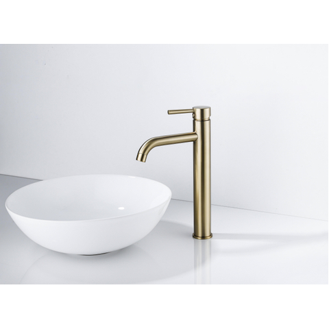 Fortifura Calvi Wastafelkraan - 33.9cm - verhoogd - opbouw - PVD - geborsteld messing (goud) SW720549