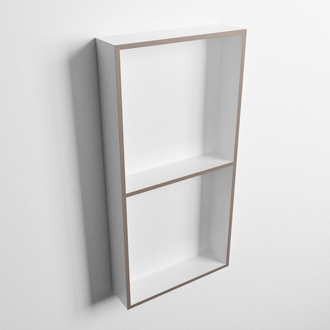 Mondiaz Easy nis 29.5x59.5x8cm voor Inbouw/opbouw 2 open vakken Solid surface Talc/Smoke SW643766