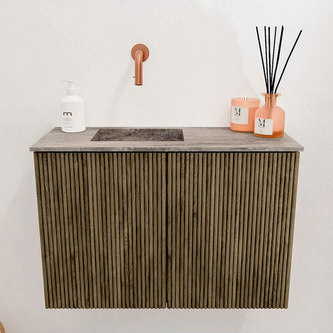Mondiaz JOYA-DLUX 60cm meuble de salle de bains - couleur Dusk - Vasque FAYE position Gauche Sans trou de robinet couleur Oza. SW1425974