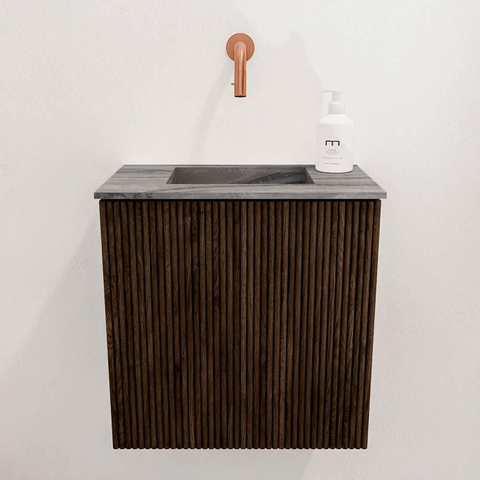 Mondiaz JOYA-DLUX Meuble de toilette 40cm - couleur Walnut - Lavabo FAYE position Milieu Sans trou de robinet couleur Sombra SW1424696