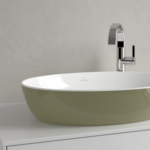 Villeroy & Boch Artis opzetwastafel - 61x41cm - zonder kraangat - zonder overloop - Sage Green (glans groen) SW644081