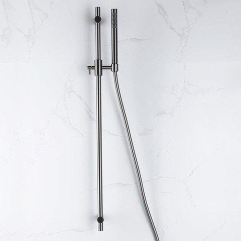 Fortifura Calvi glijstangset - met staafhanddouche - gladde doucheslang - PVD - geborsteld gunmetal (antraciet) SW1159298