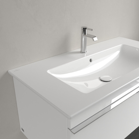 Villeroy & Boch venticello Meubelwastafel wasbak midden - 1 kraangat - 100x50cm geschikt - voor 3 kraangaten overloop - White Alpine (glans wit) 1025120