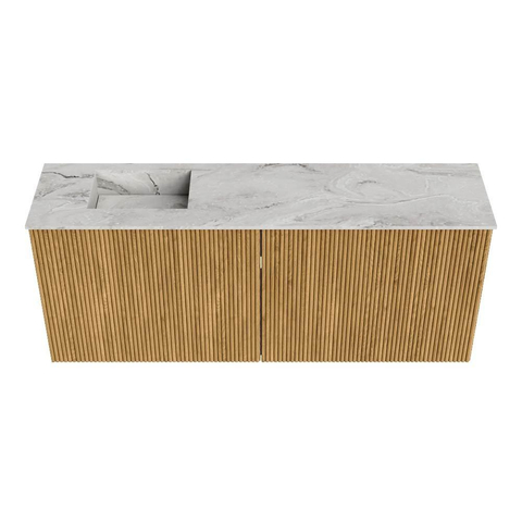 Mondiaz JOYA-DLUX 100cm meuble de toilette - couleur Chêne - Vasque FAYE position Gauche Sans trou de robinet couleur Glace SW1421972