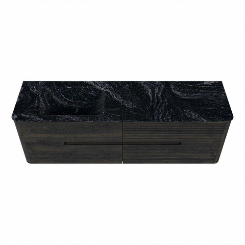 Mondiaz CIRO-DLUX Meuble de salle de bains - 160x45x50cm - Vasque solid surface Lava - 1 lavabo à gauche - 1 trou de robinet - 4 tiroirs - Shadow SW1532512