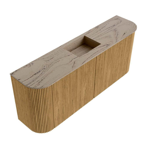 Mondiaz JOYA-DLUX 103.2cm toiletmeubel - ronding links en rechts kleur Oak - Wastafel FAYE positie Midden 1 kraangat kleur Arena. SW1423928