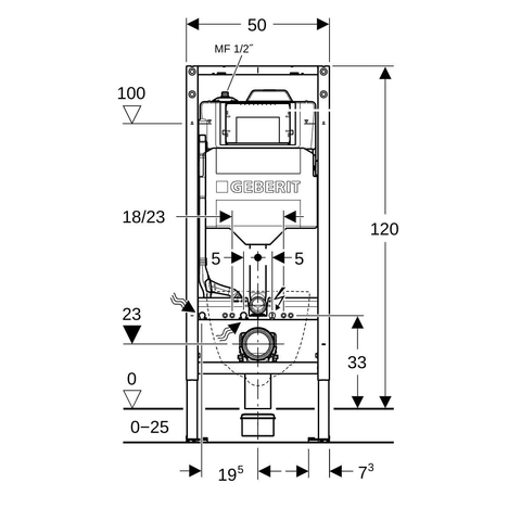 Geberit Duofix sigma reservoir - met hygiënespoeling koud en warm water hs50 - blauw SW1237251