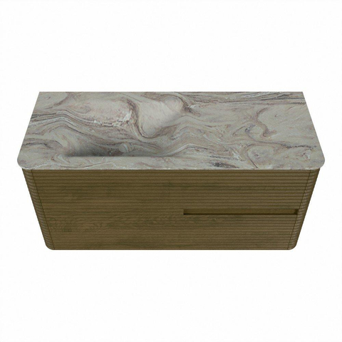 Mondiaz CIRO-DLUX Ensemble de meubles de salle de bains - 110x45x50cm - lavabo en solid surface Glace - 1 vasque à gauche - 1 trou de robinet - 2 tiroirs - Dusk SW1532868