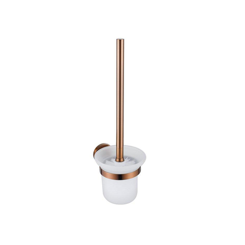 Fortifura Calvi Pack WC 3 pièces - porte-rouleau avec couvercle - brosse de toilette - crochet à serviette double rond - Cuivre brossé PVD (Cuivre) SW1248415