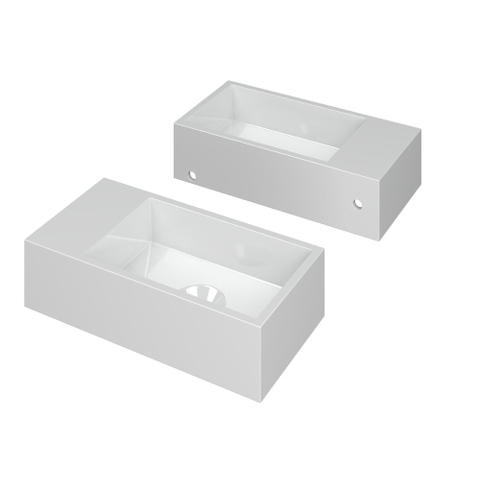 INK Versus Fontaine - 36x18x9cm - vasque à droite - 0 trous de robinet - polystone blanc brillant SW157956