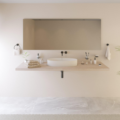 Ideavit Solidcliff-70 opbouw wastafel 70x35x12,5cm Solidsurface mat wit SW303629