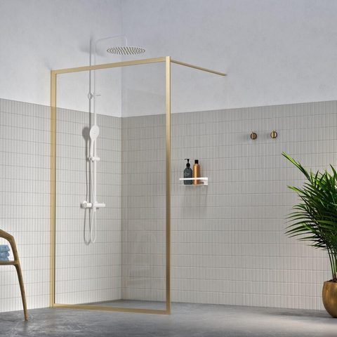 Sealskin Contour paroi de douche - 140x200cm - verre transparent - 6mm - doré brossé SW799437