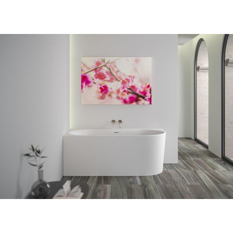Plieger Kansas Hoekbad - 155x80x60cm - hoek links - met slotoverloop - met af- en overloopgarnituur - met poten - acryl - mat wit SW924794