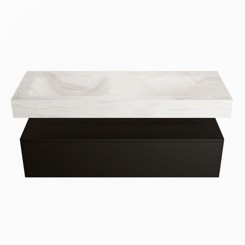 Mondiaz ALAN-DLUX Ensemble de meuble - 130cm - meuble Urban mat - 1 tiroir - Lavabo Cloud Ostra suspendu - vasque Gauche et droite - 0 trous de robinet SW807315