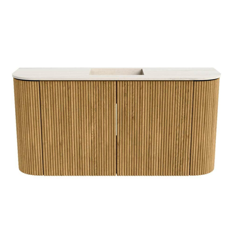 Mondiaz JOYA-DLUX 83.2cm meuble de toilette - arrondi gauche et droite couleur Chêne - Vasque FAYE position Milieu 1 trou de robinet couleur Meli. SW1423976