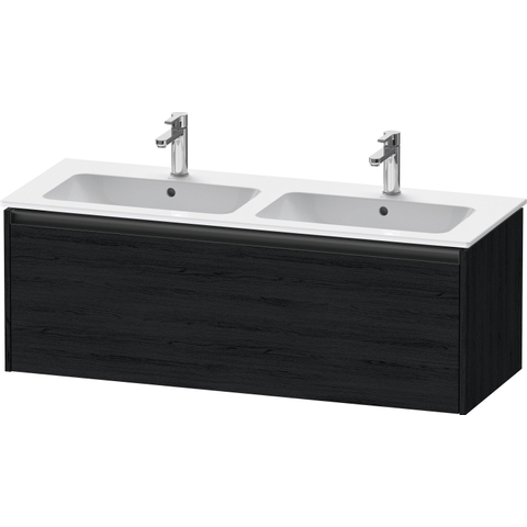 Duravit Ketho.2 Wastafelonderbouwkast - met 1 lade - voor dubbele wastafel - 128x48x44cm - met greep antraciet - eiken zwart mat SW772301