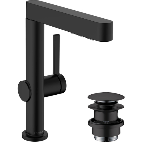 Hansgrohe Finoris Wastafelkraan - 230 - 2jet - met uittrekbare vuistdouche - met afvoerplug - mat zwart SW651140