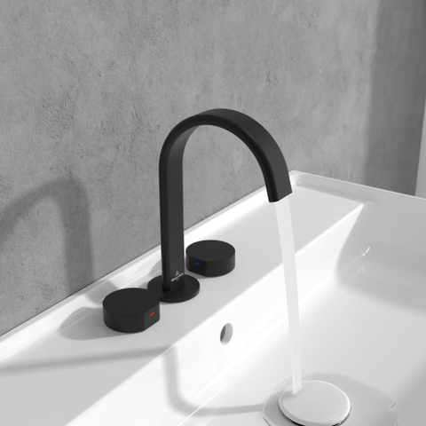 Villeroy & Boch Dawn wastafeluitloop set - zonder pop up afvoergarnituur - mat zwart SW974318